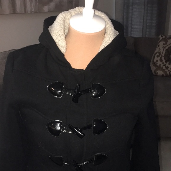 Me Jane Black Hooded Toggle Button Peacoat S - Picture 3 of 16